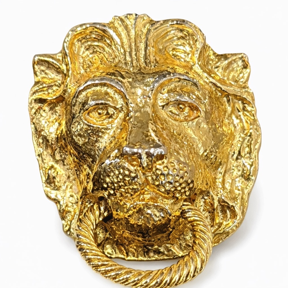 Vintage Mini di N Gold Lion Head Door Knocker Pendant